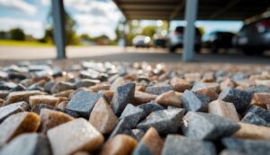 Granitstykker glitrer i carporten